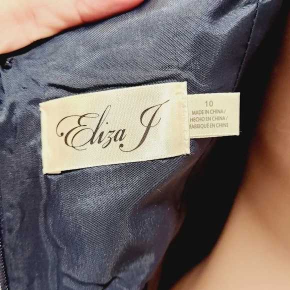 Eliza J Embellished Floral Ballgown Dress Navy Multi Size 10 - Picture 15 of 16